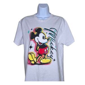 Retro Disney Mickey Mouse Neff Tshirt Mens Size M White Airbrush Art